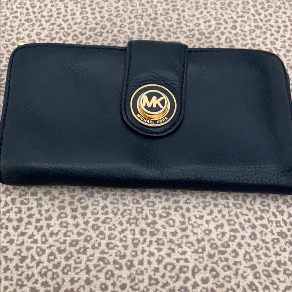 Michael Kors navy blue leather wallet